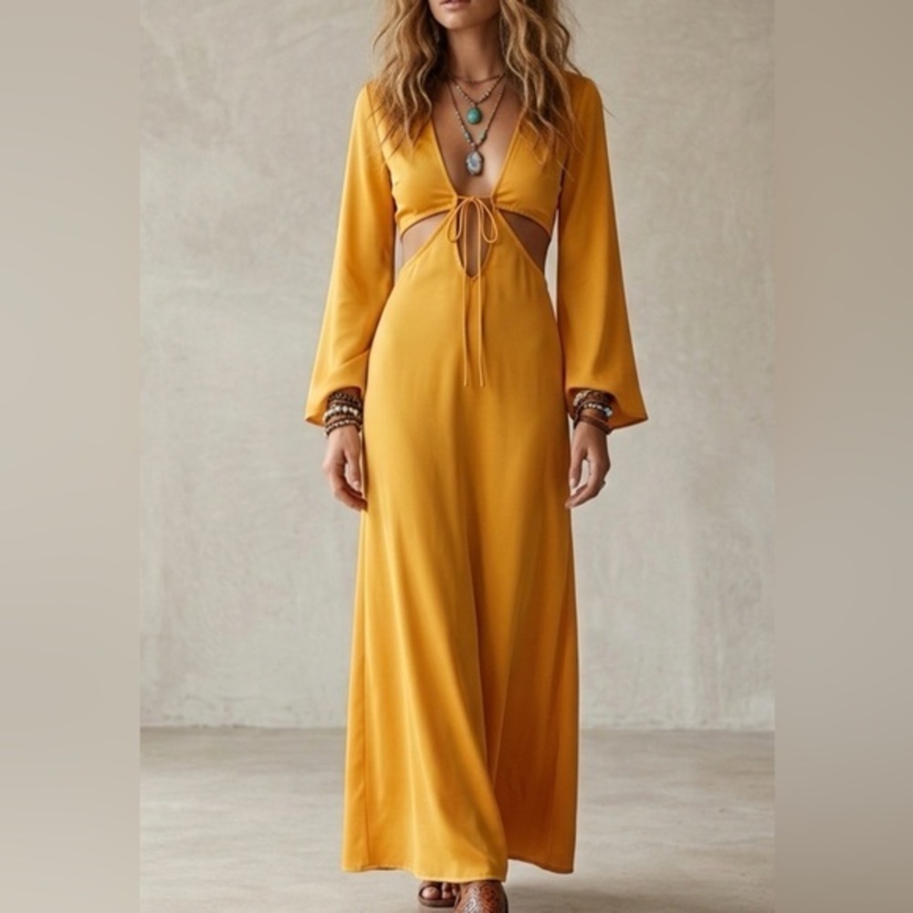 REVOLVE RUMORED High Hopes Maxi Dress Golden Hour Yellow